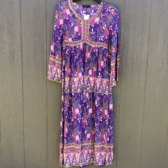 Hey Samy Floral Boho Maxi Dress Size S NWT - Picture 3 of 10